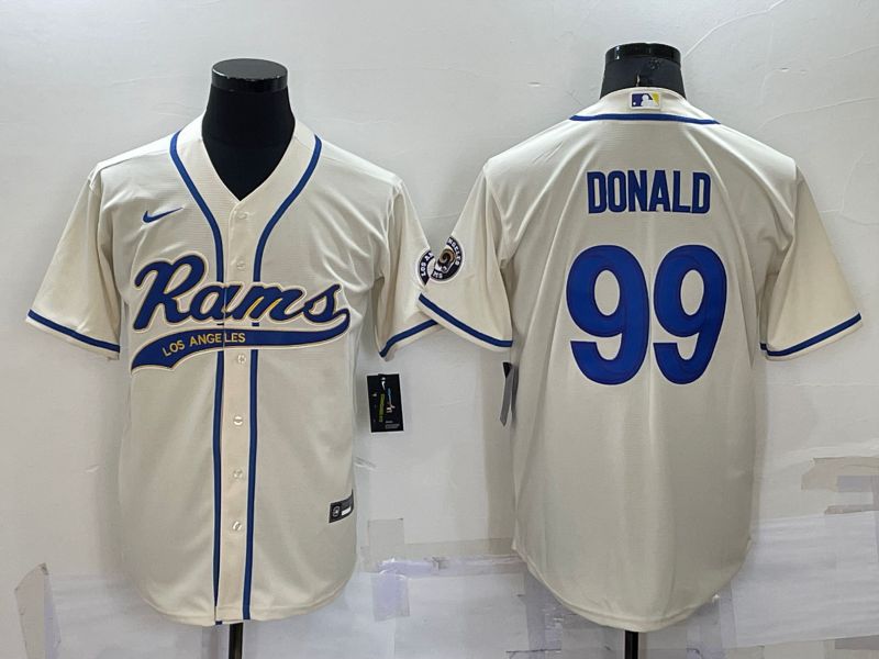 Cheap Men Los Angeles Rams 99 Donald Cream 2022 Nike Co branded NFL Jersey